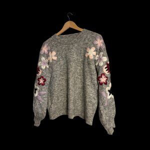 Floral Embroidered Pullover Sweater